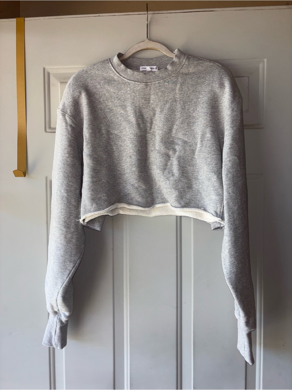 Good American gray cropped pullover sweatshirt size 0 (XS)
